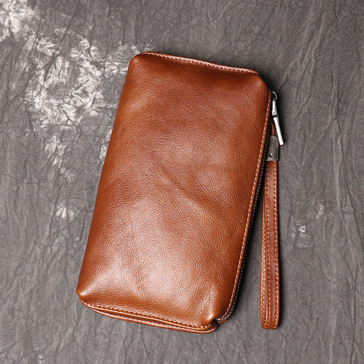 Women's & Men's & Genuine Leather Clutch Soft Long Men's Handbags