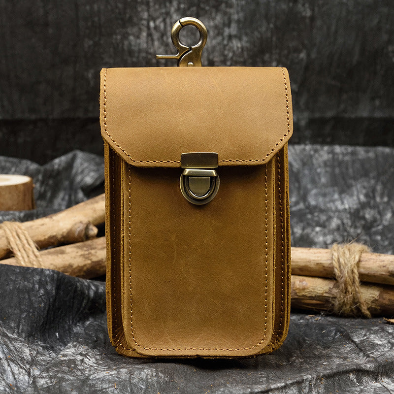 Men's Retro Crazy Horse Leather Mini First Men's Waist Packs