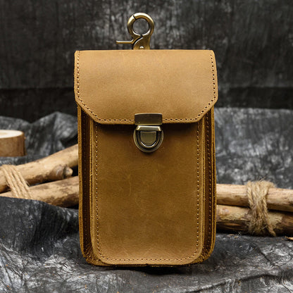 Men's Retro Crazy Horse Leather Mini First Men's Waist Packs