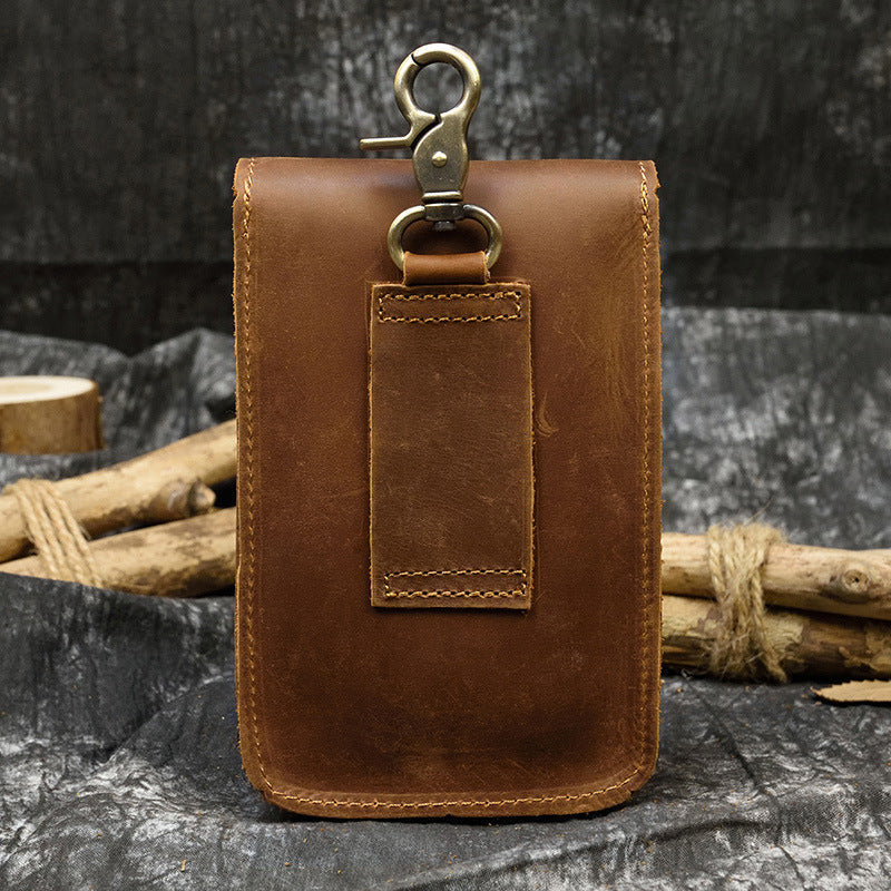 Men's Retro Crazy Horse Leather Mini First Men's Waist Packs