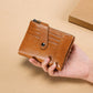 Men's Leather Double Zip Short Cowhide Clutch Men's Wallets