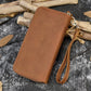 Men's Crazy Horse Leather Long Real Zipper Cowhide Men's Wallets