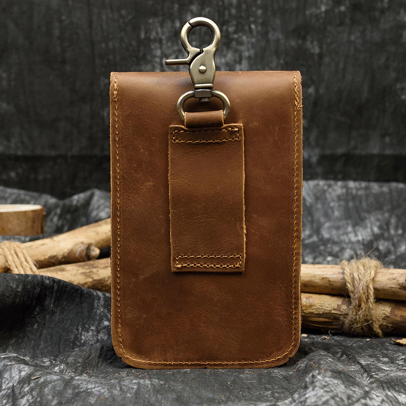 Men's Beautiful Leather Crazy Horse Across Men's Waist Packs
