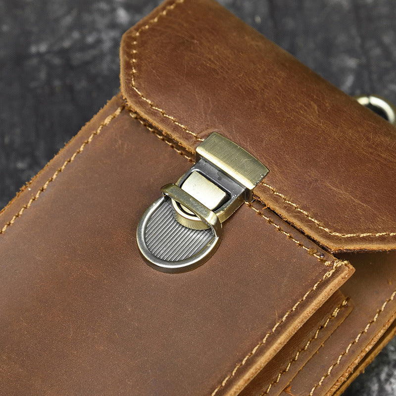Men's Retro Crazy Horse Leather Mini First Men's Waist Packs