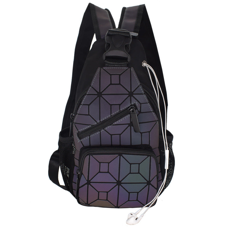Women's & Men's & Geometric Rhombus Changeable Colorful Luminous Backpacks