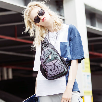 Women's & Men's & Fashion Laser Geometric Reflective Pockets Men's Waist Packs