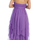 CLEARANCE - Juliet 1226 Dress High Low Chiffon Strapless Layer Skirt Rhinestones (Size 2XL)