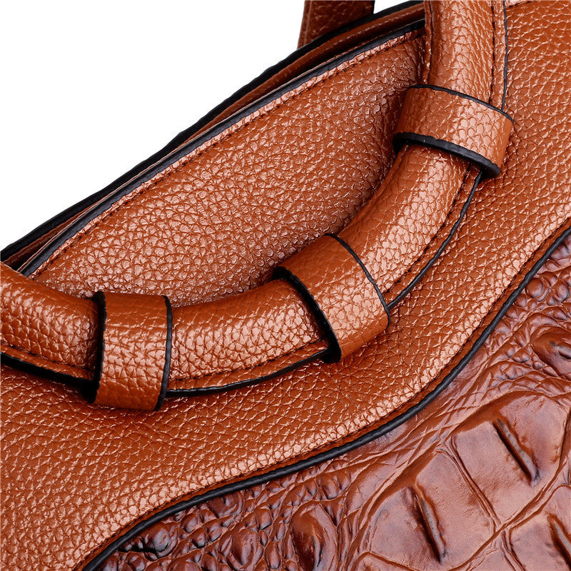 Women's Fashion Crocodile Pattern Mixed Color Handbags