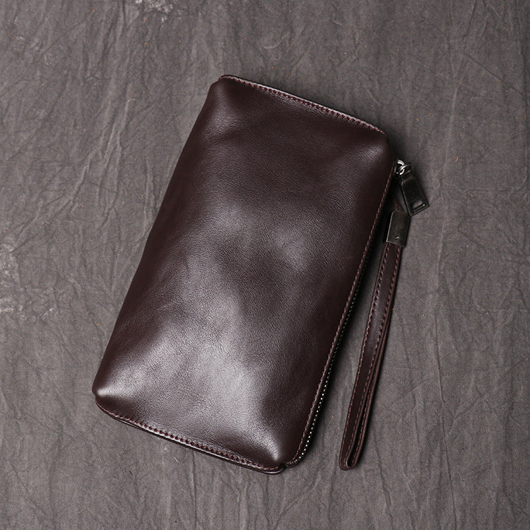 Women's & Men's & Genuine Leather Clutch Soft Long Men's Handbags