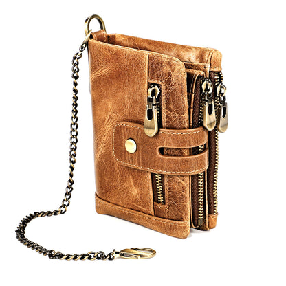 Man Vertical Short Zipper Multifunctional First Men's Wallets