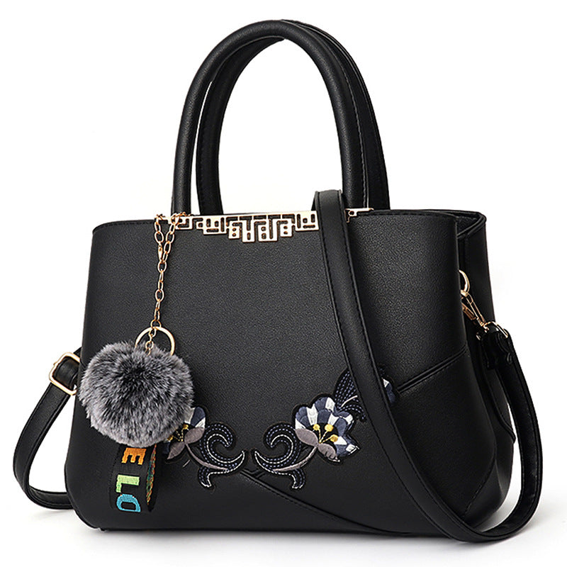 Women's Big Korean Contrast Color Fur Ball Shoulder Bags