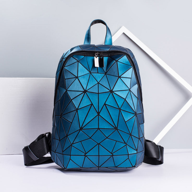 Women's Geometric Fashion Rhombus Unisex Matte Large Backpacks