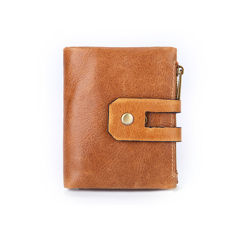Man Short Vintage Clutch Double Zipper Men's Wallets