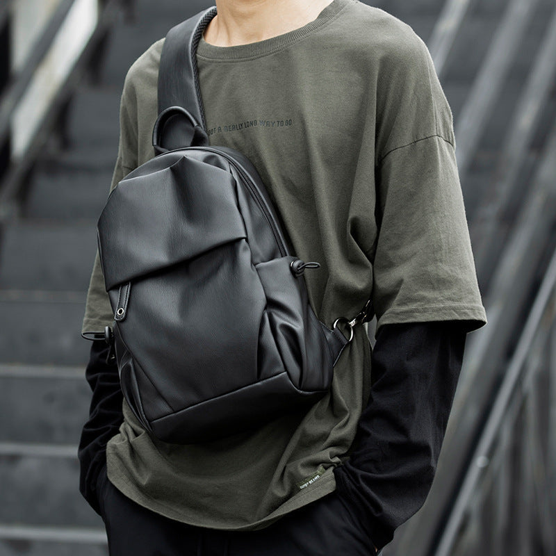 Men's Simple Leather Trendy Pouch Lightweight Men's Chest Bags