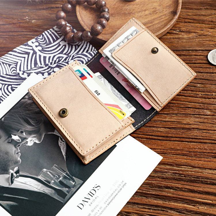 Women's & Men's Retro Hand Vegetable Cattlehide Large Capacity Leather Card Holder