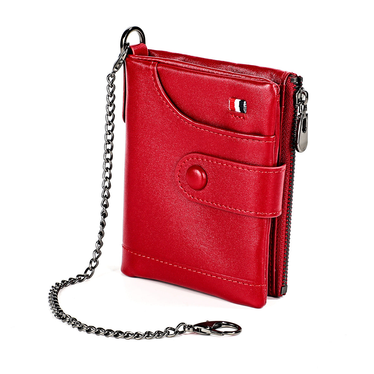 Men's Double Zipper Genuine Leather Retro Cowhide Men's Wallets