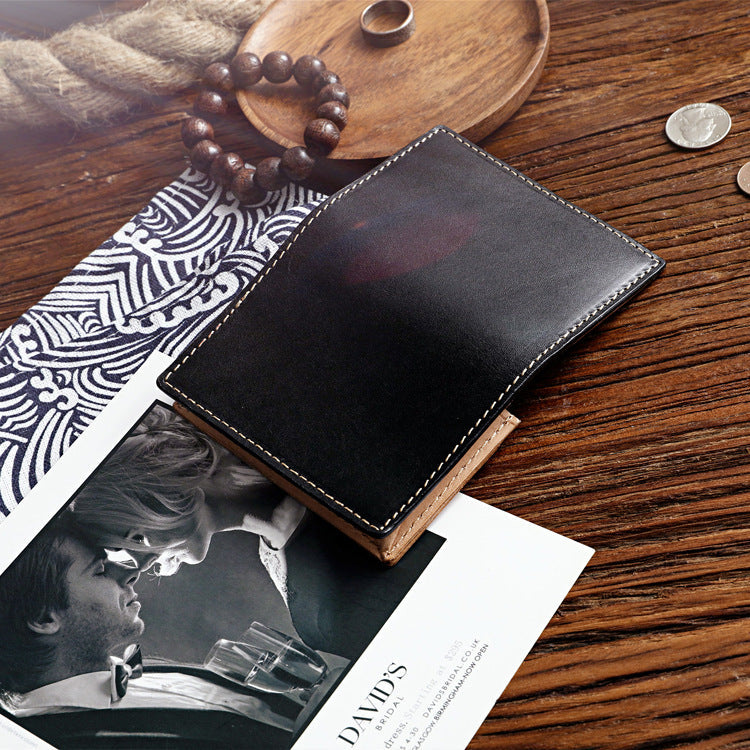 Women's & Men's Retro Hand Vegetable Cattlehide Large Capacity Leather Card Holder