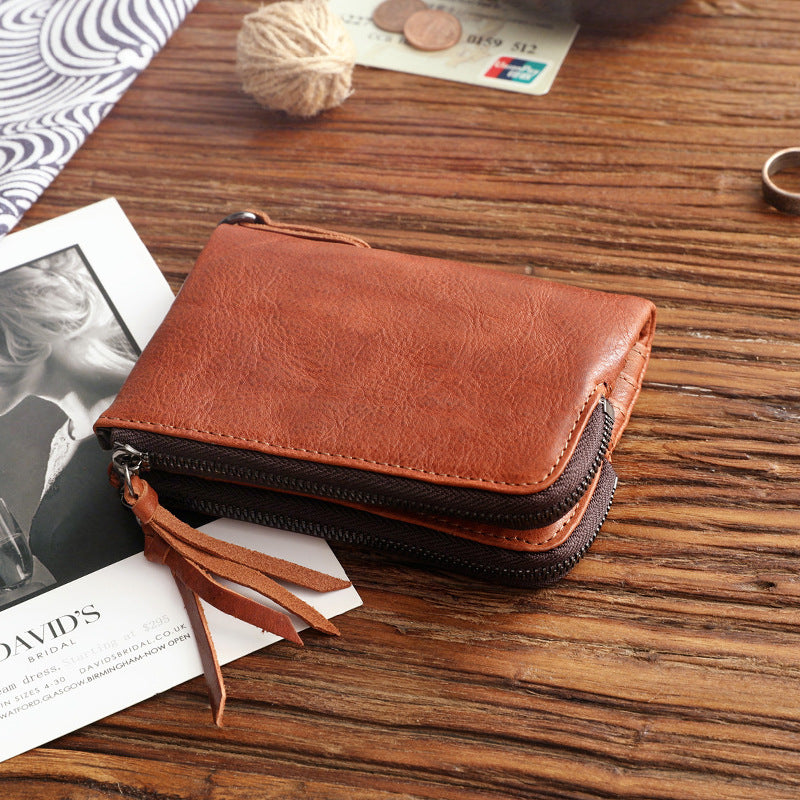Men's Genuine Leather Korean Fashionable Zipper Hasp Ladies Wallets