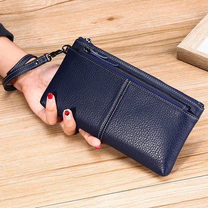 Milled First Layer Cattlehide Leather Fashion Lady's Clutch Wrist Handbags