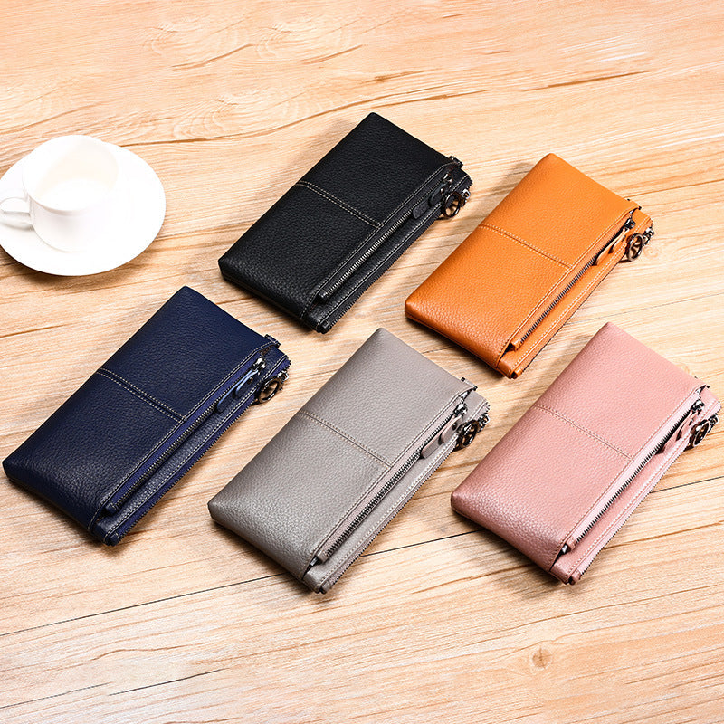 Milled First Layer Cattlehide Leather Fashion Lady's Clutch Wrist Handbags