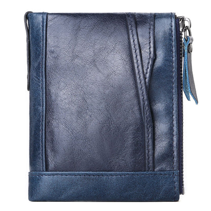 Women's Fashion Leather Double Zipper Multiple Slots Ladies Wallets