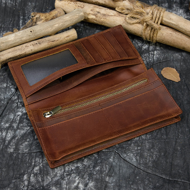 Men's Vintage Crazy Horse Leather First Layer Cowhide Men's Wallets