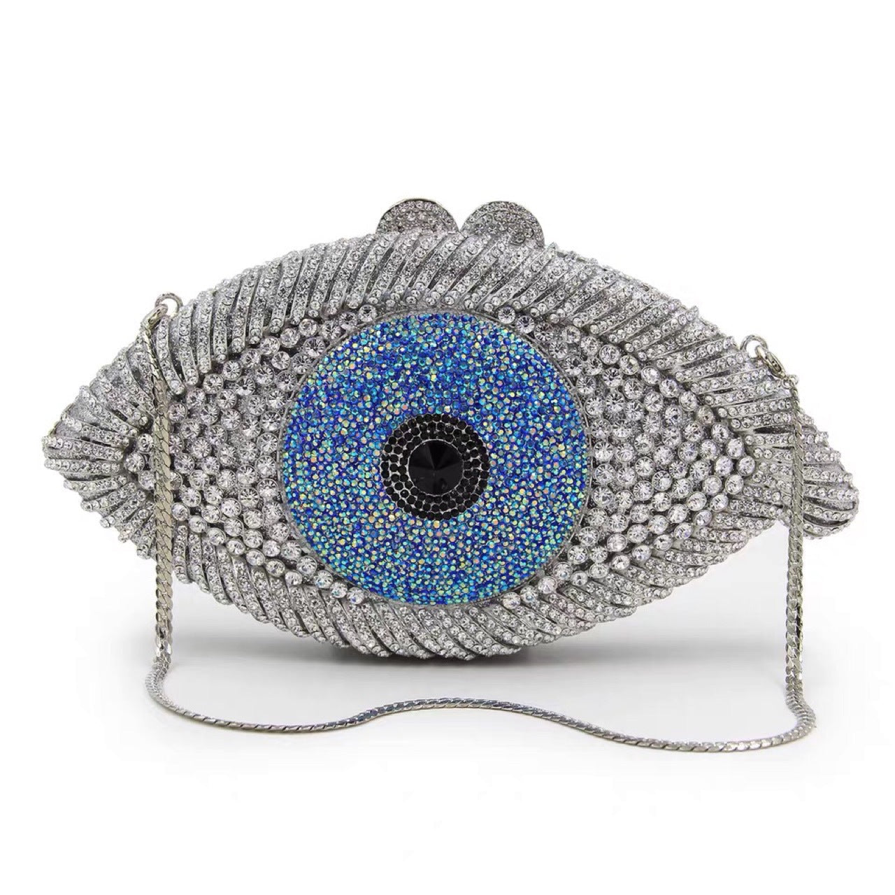 Women's Eye Style Diamond Hollow Metal Clutch Evening Bags