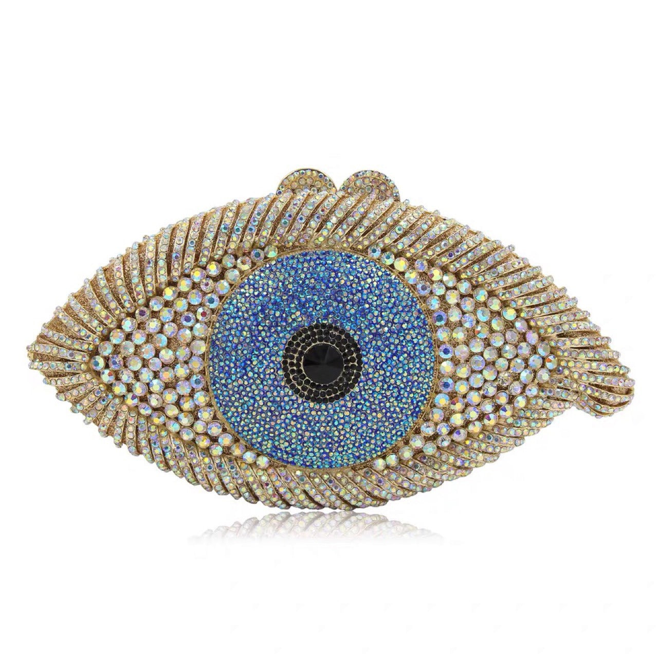 Women's Eye Style Diamond Hollow Metal Clutch Evening Bags