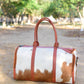 Leather Duffle Bag - Brown & White, Stylish Travel Companion, Perfect for Weekend Getaways, Unique Gift for Travelers