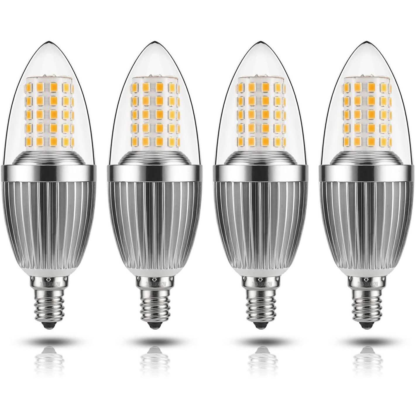 Bombilla LED de candelabro de 12 W no regulable, equivalente a bombillas de 100 vatios