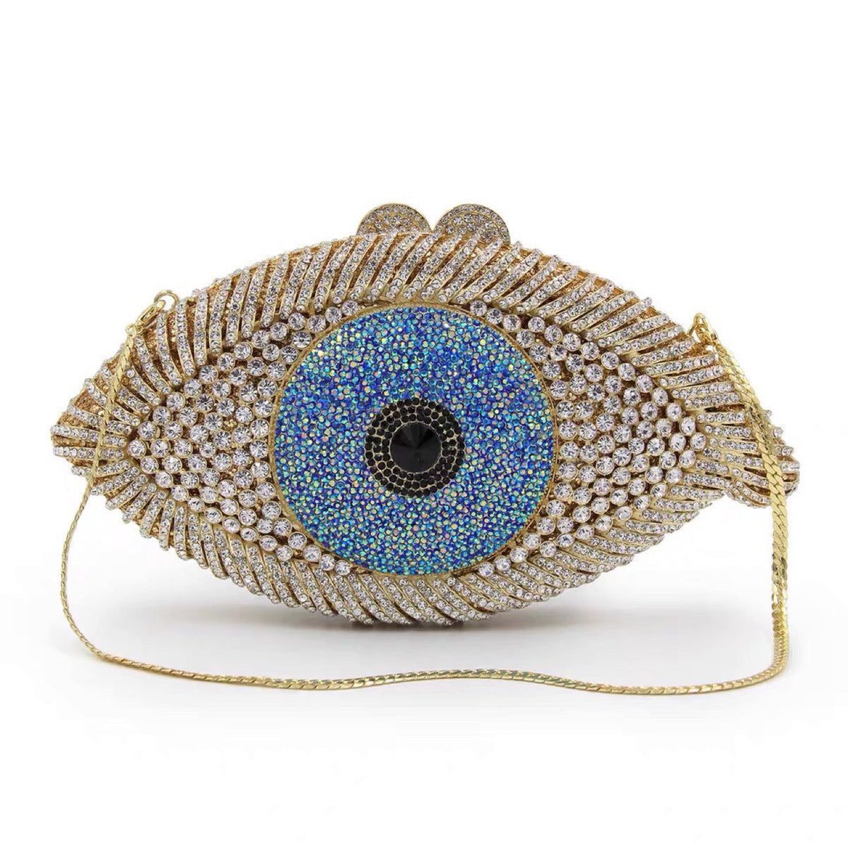 Women's Eye Style Diamond Hollow Metal Clutch Evening Bags