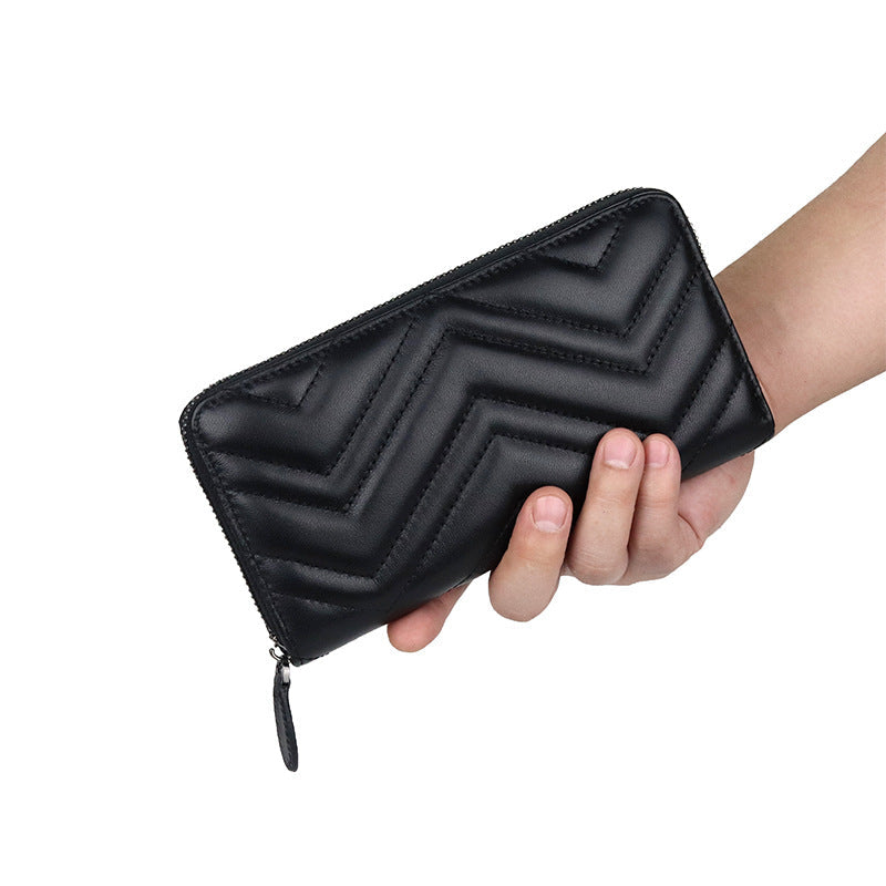 Women's Long Rhombus Zipper Fashion Clutch Leather Ladies Wallets