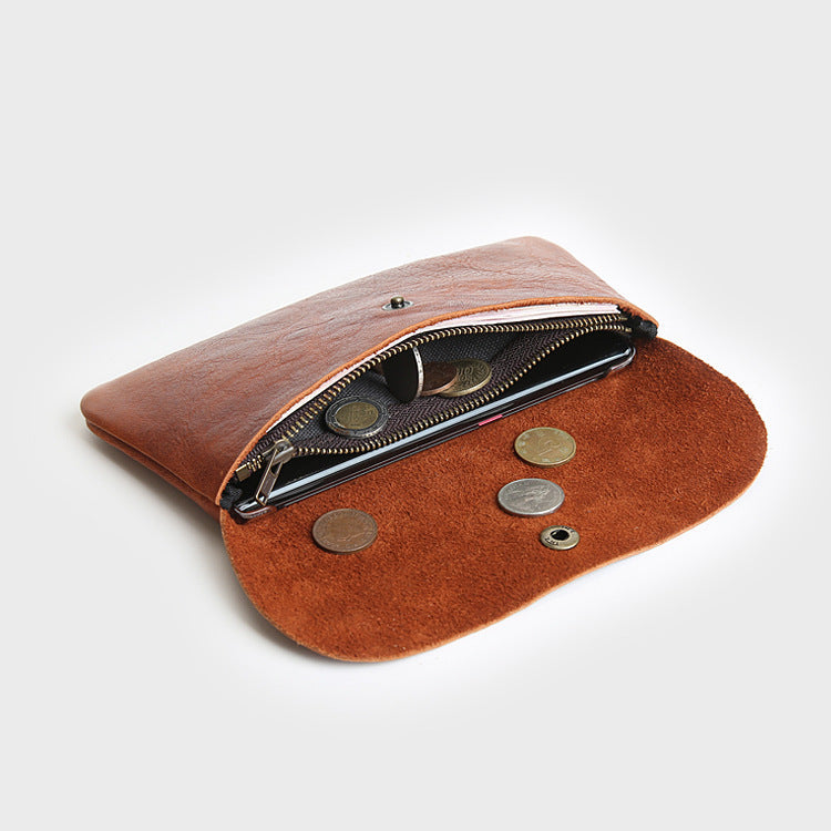 Men's Retro Handmade Long First Layer Cowhide Genuine Leather Large Capacity Men's Wallets