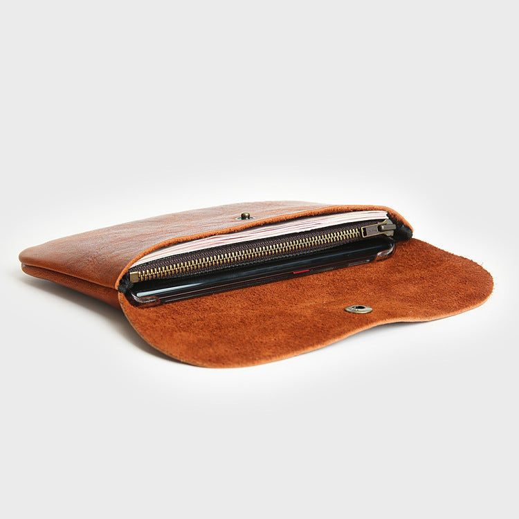 Men's Retro Handmade Long First Layer Cowhide Genuine Leather Large Capacity Men's Wallets