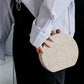 Women's Stylish Round Straw Chain Plaid Shoulder Bags