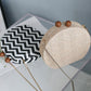 Women's Stylish Round Straw Chain Plaid Shoulder Bags