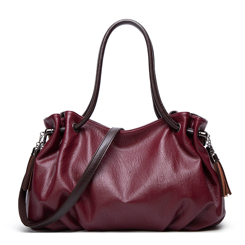 Women's Capacity Portable Big Soft Leather Simple Sheep Shoulder Bags