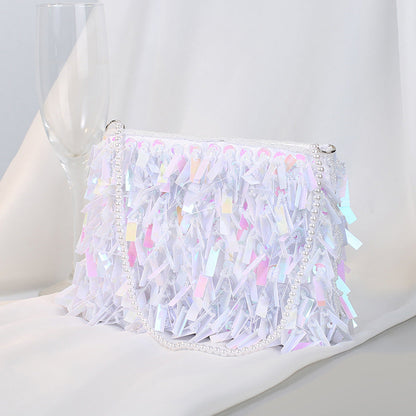 Women's Vintage Sier Handmade Sequin Dinner Korean Handbags