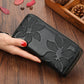 Women's First Layer Cowhide Long Double Zipper Ladies Wallets