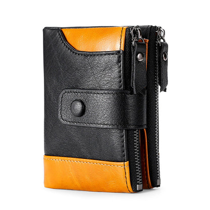 Men's Zip Genuine Leather Leisure Stitching First Men's Wallets