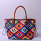 Women's Large Capacity Totes Striped Embossed Flower Shoulder Bags