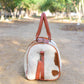 Leather Duffle Bag - Brown & White, Stylish Travel Companion, Perfect for Weekend Getaways, Unique Gift for Travelers
