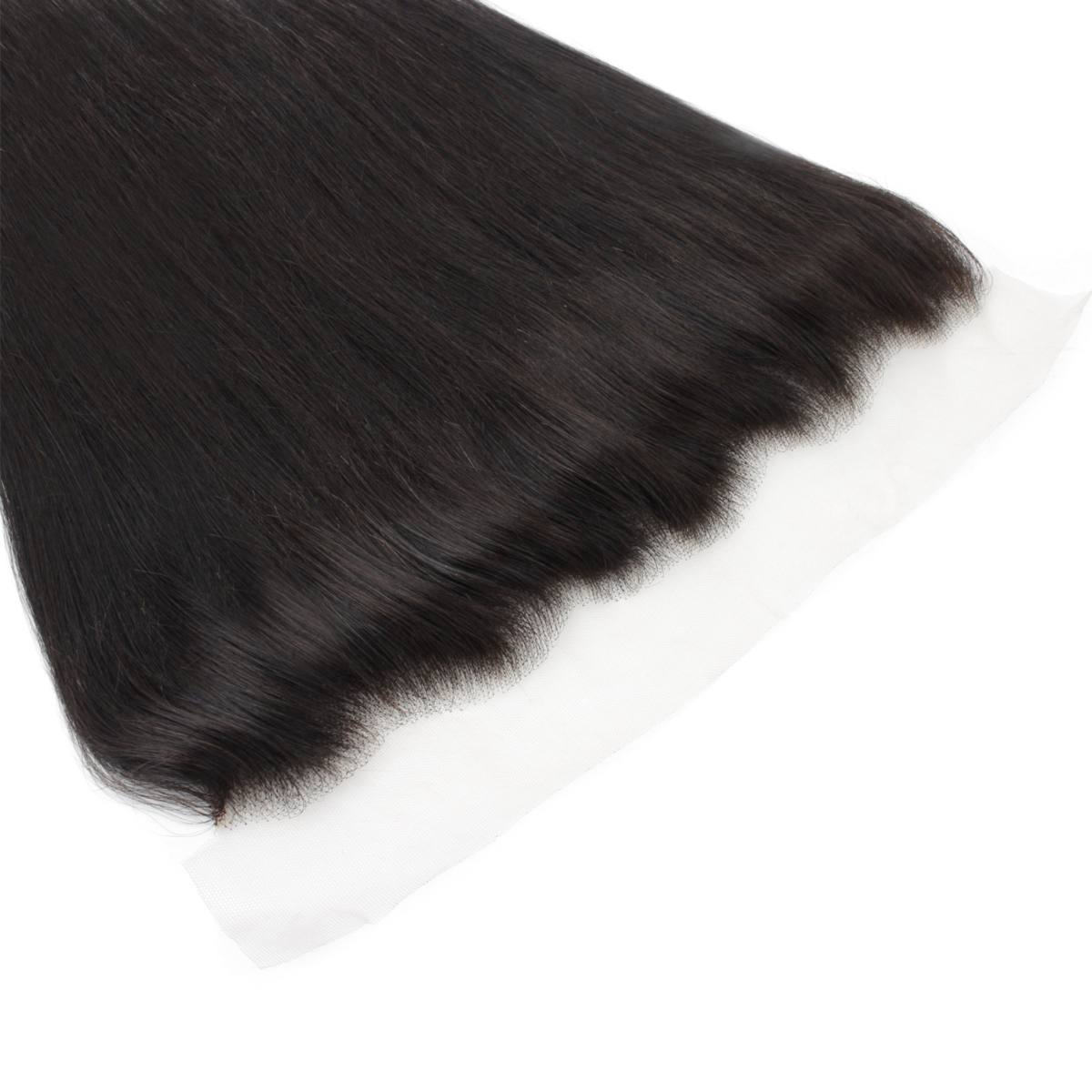 Frontal de cabello humano liso brasileño de 13x4 con encaje transparente
