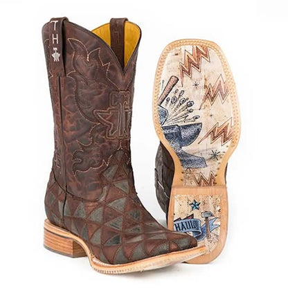 Bota Cowboy de Cuero Tin Haul Triángulos/Yunque de Poder - Hombre