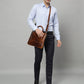 Modernist Leather Laptop Bag- Brown