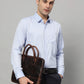 Modernist Leather Laptop Bag-Dark Brown