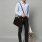 Modernist Leather Laptop Bag-Dark Brown