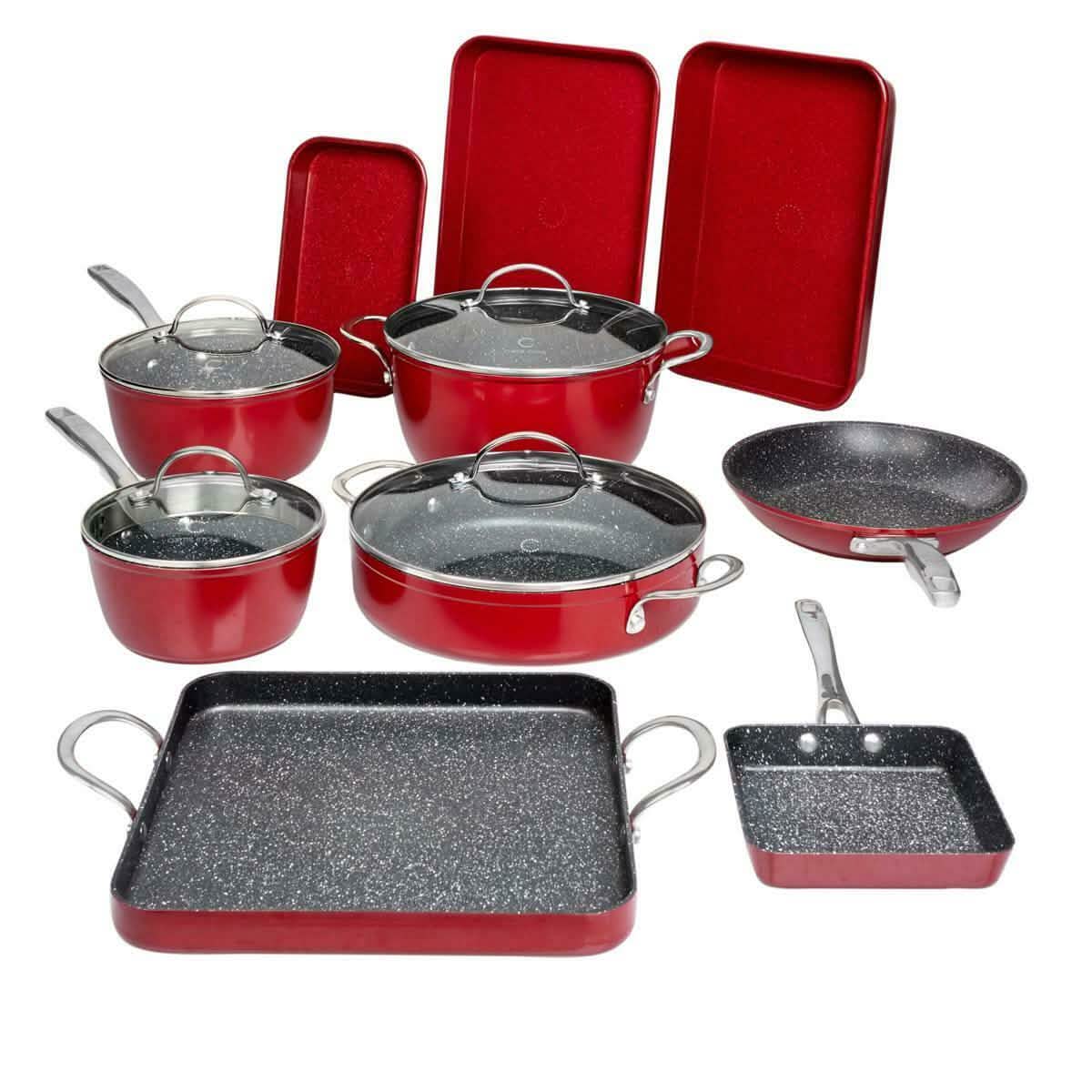 Juego de 14 piezas: batería de cocina multiuso antiadherente DuraPan (reacondicionada)
