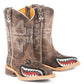 Tin Haul Sharky / Suela Man Eater (Tan) - Botas vaqueras de cuero para niños pequeños/grandes