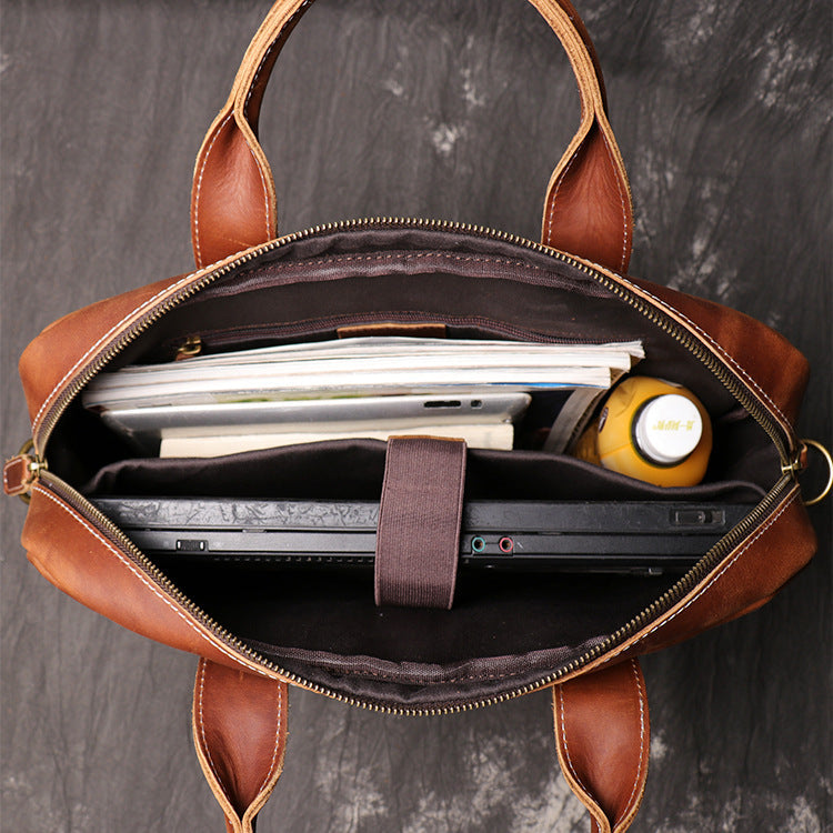 Women's & Men's Leather For Crazy Horse Large Capacity Men's Briefcases